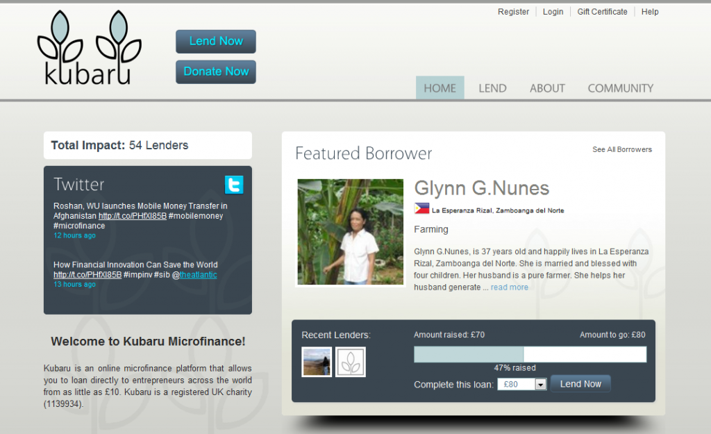 kubaru lending page