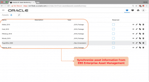 Synchronize asset information from  EBS Enterprise Asset Management